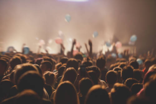 applauding, art, audience, back, background, band, bright, celebration, cheerful, club, concert, crowd, dance, disco, discotheque, electric, electronic, entertainment, event, fan, festival, fog, fun, group, happiness, happy, human, illuminated, lamp, ligh