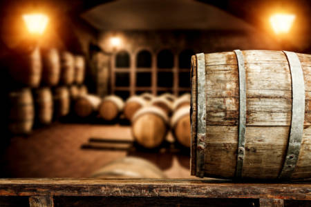 Barrels in a dark cellar. Barrels in a dark cellar.