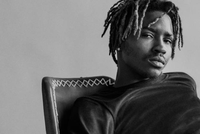 Black man modeling in a studio