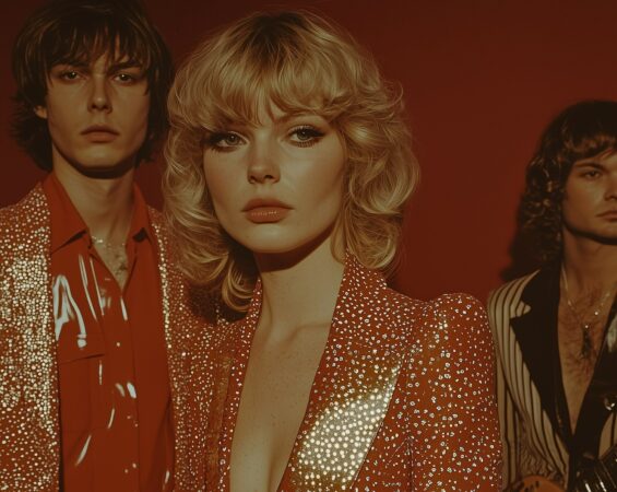 Music Band Trio in Red