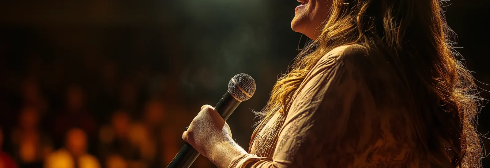 Woman on Stage with Microphone