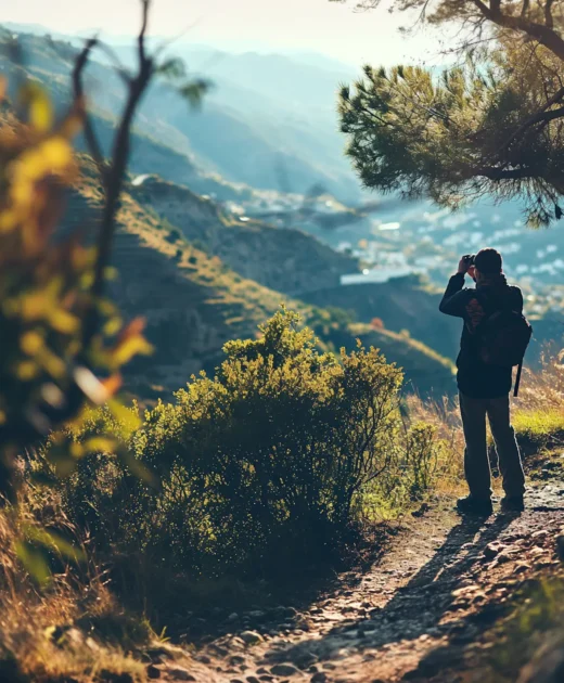 Contemplative Hiker Observing Autumnal Vista