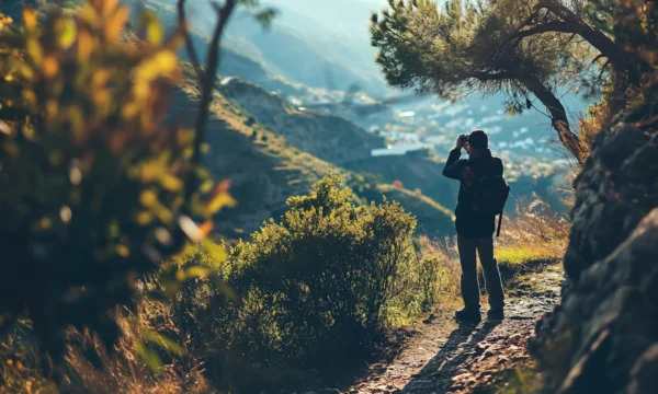 Contemplative Hiker Observing Autumnal Vista