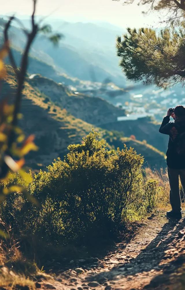 Contemplative Hiker Observing Autumnal Vista