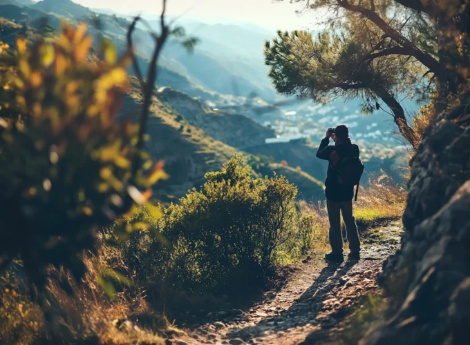 Contemplative Hiker Observing Autumnal Vista