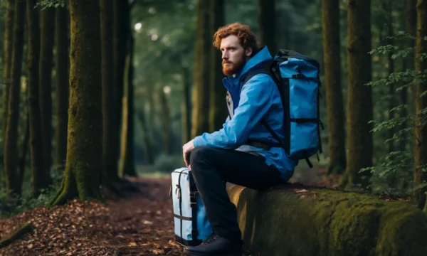 Contemplative Hiker in Wooded Rest