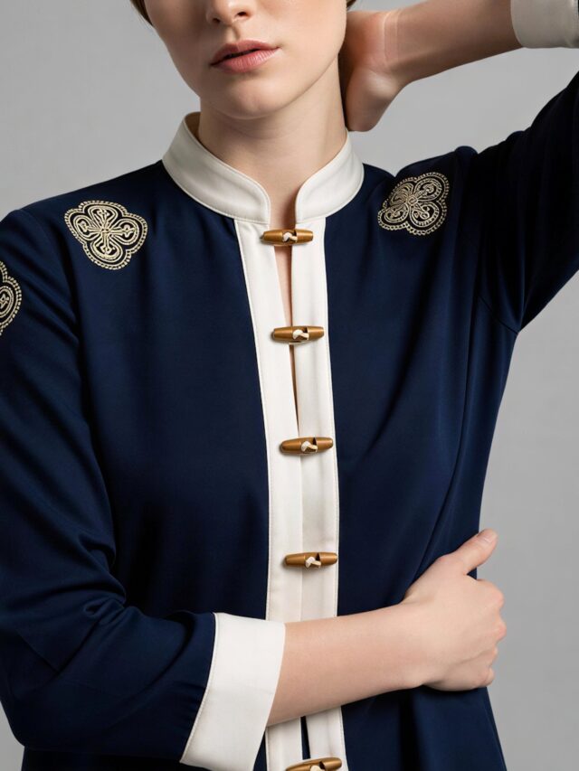 Navy Embroidered Jacket