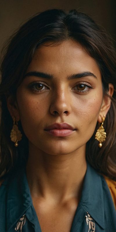 Portrait of a Woman with Gold Leaf Earrings