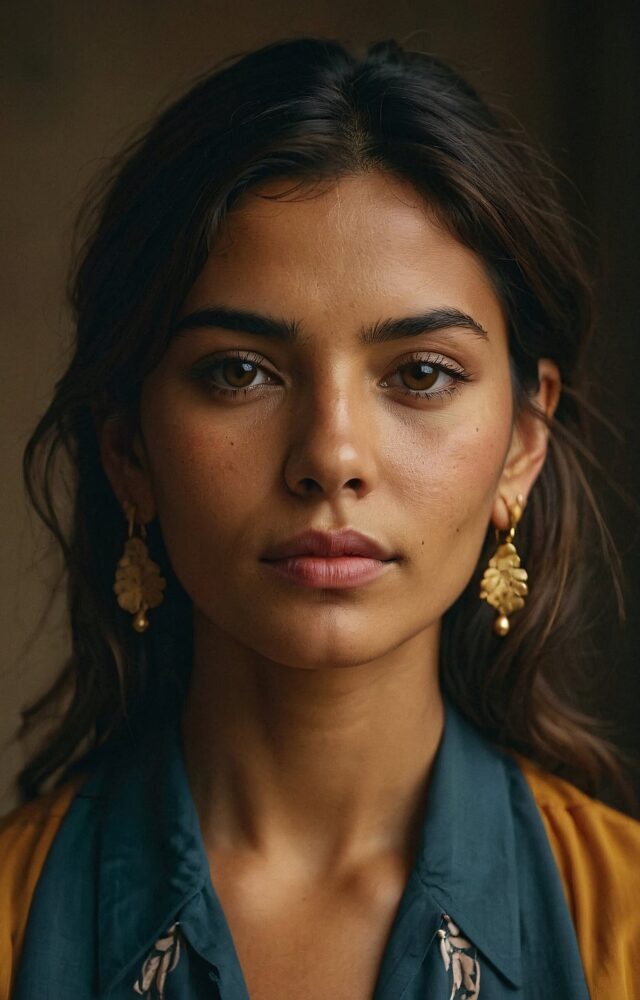 Portrait of a Woman with Gold Leaf Earrings