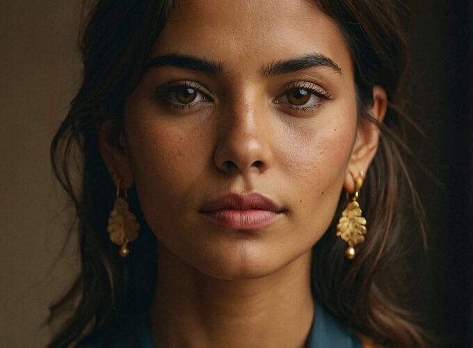 Portrait of a Woman with Gold Leaf Earrings