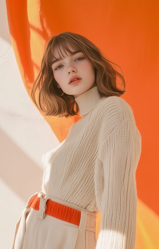 Portrait of a Young Woman in Knit Sweater