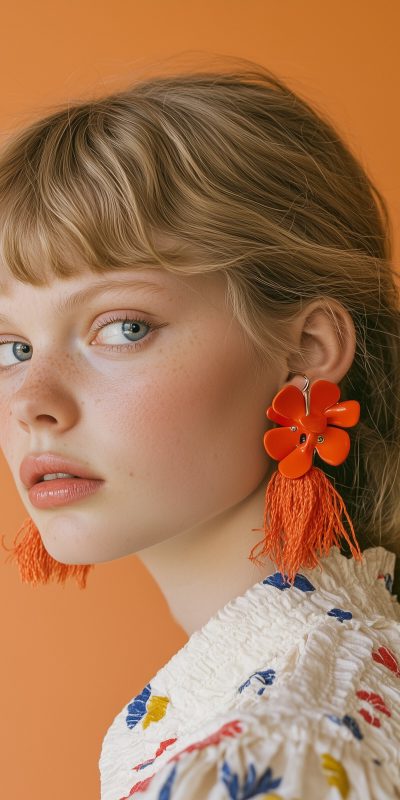 Portrait of a Young Woman with Floral Fashion