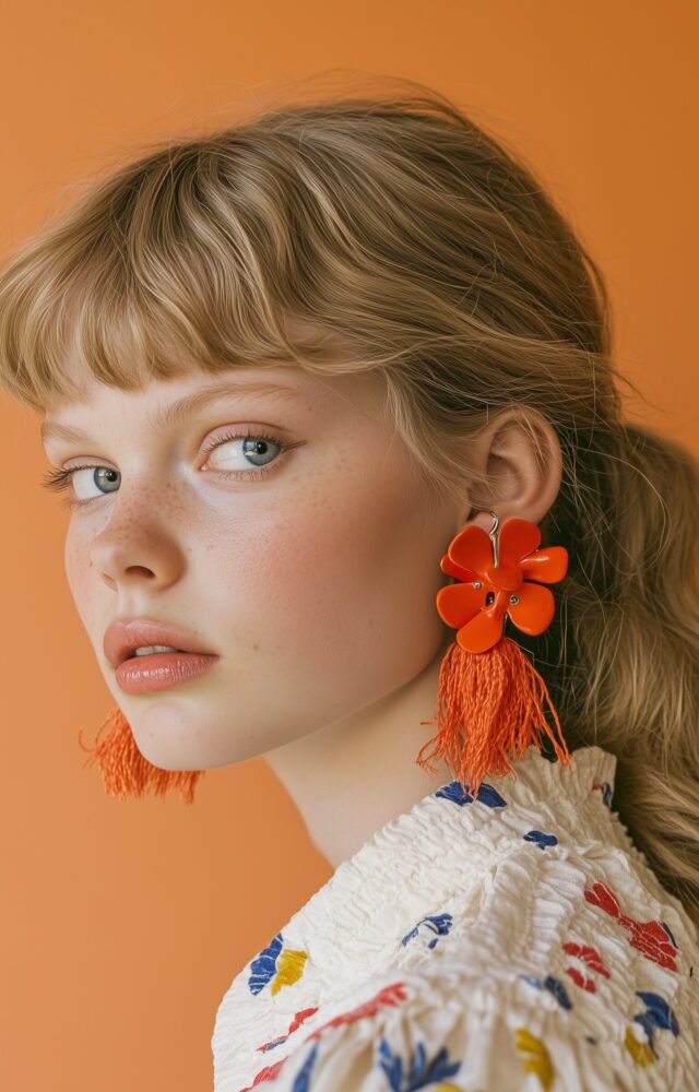 Portrait of a Young Woman with Floral Fashion