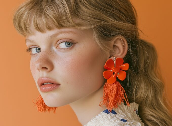 Portrait of a Young Woman with Floral Fashion