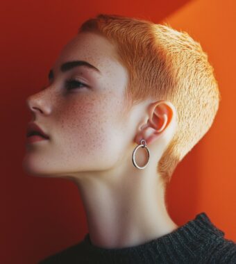 Profile Portrait with Orange Background