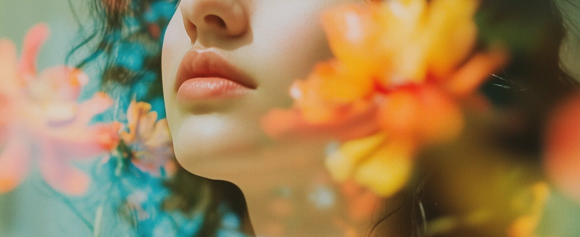Serene Portrait with Flowers